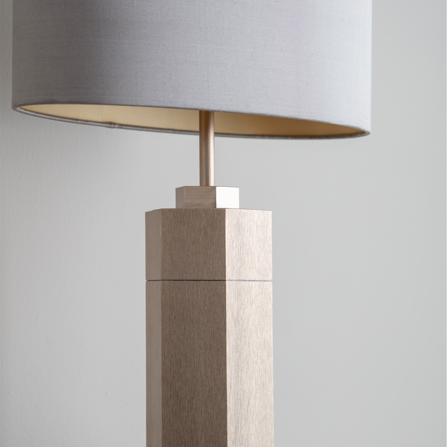 Stem Table Lamp in Gold with Birch Silk Shade