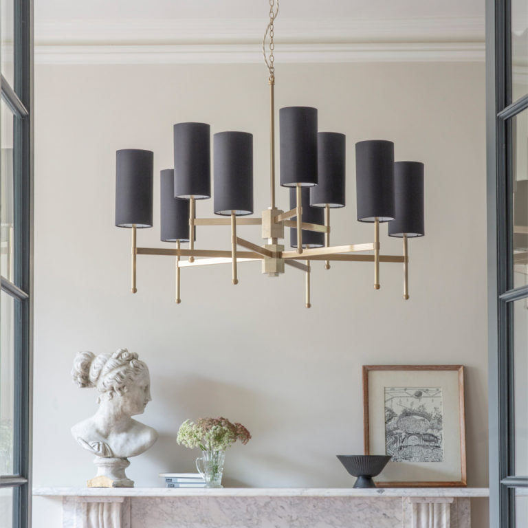 Large Stem Chandelier with Silk Tigermoth Lighting