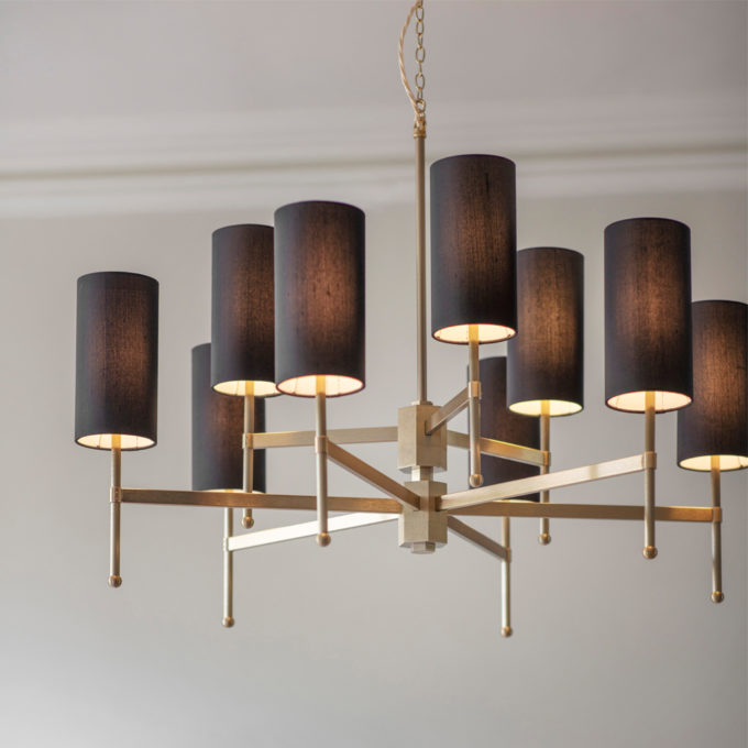 Large Stem Chandelier with Silk Tigermoth Lighting