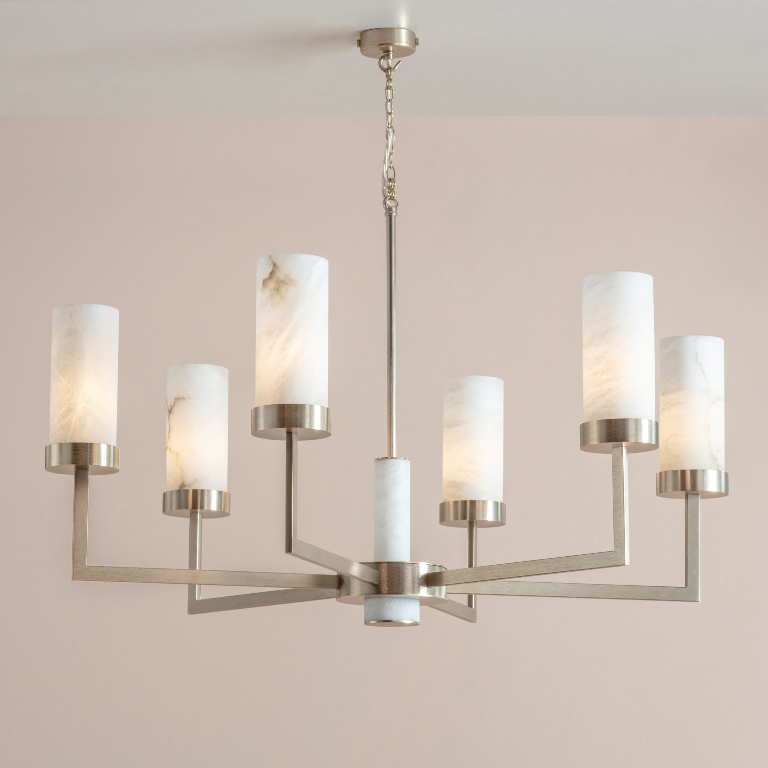 Large Stem Chandelier with Silk Tigermoth Lighting