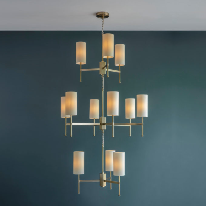 Three Tier Stem Chandelier with Silk - Tigermoth Lighting